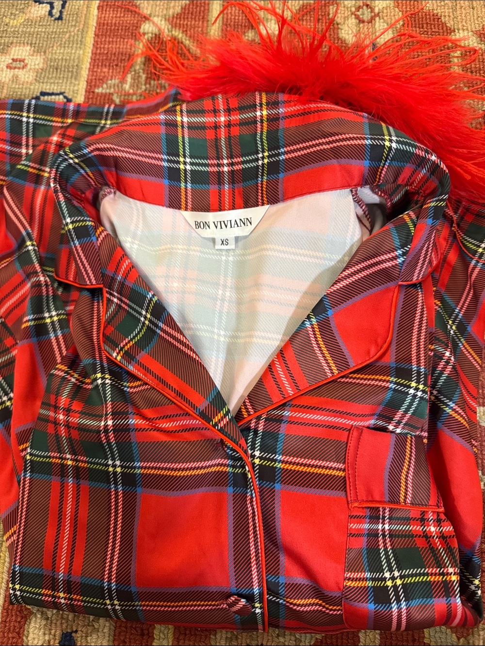 Bon Vivian plaid pajama set
